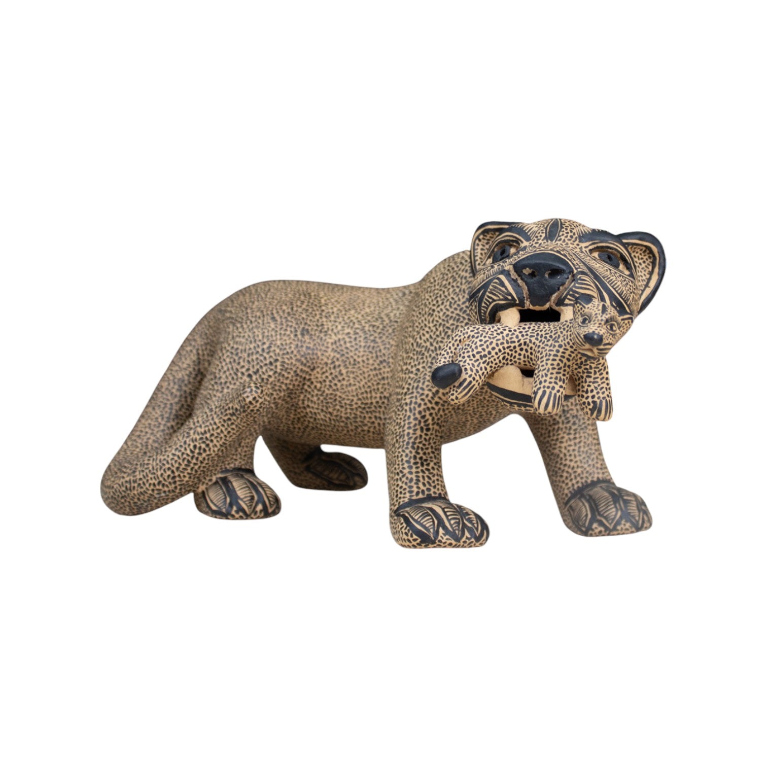 Large Pottery Clay Mayan Jaguar Figurine