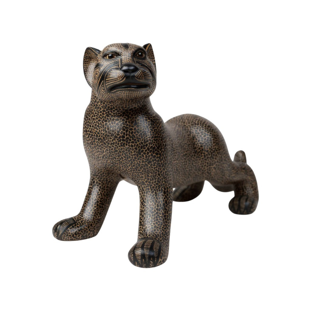 Large Standing Clay Mayan Jaguar Sculpture