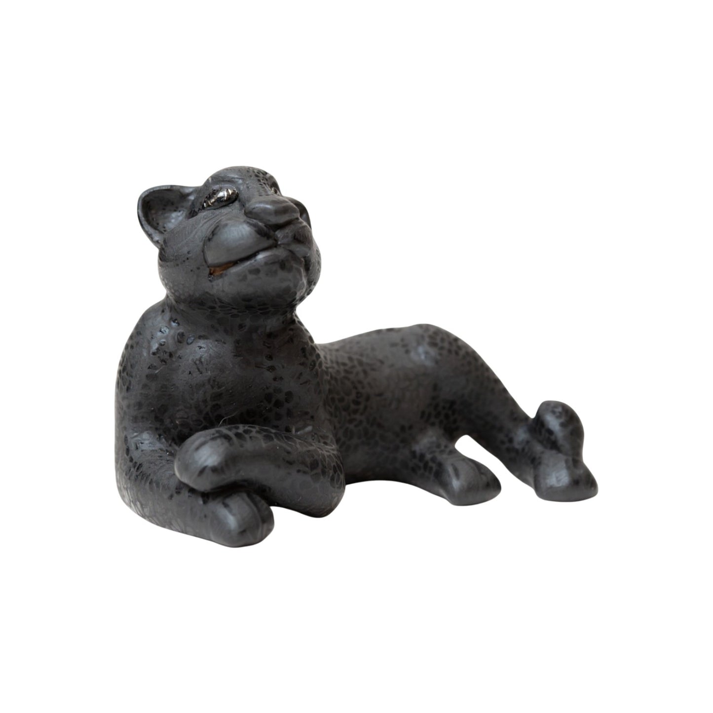 Medium Black Clay Mayan Jaguar Sculpture