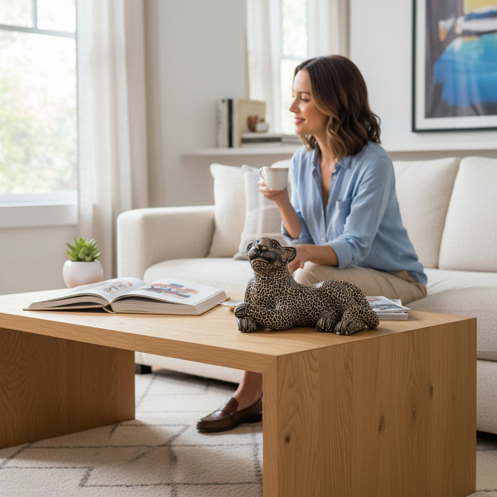 Medium Clay Mayan Jaguar Sculpture