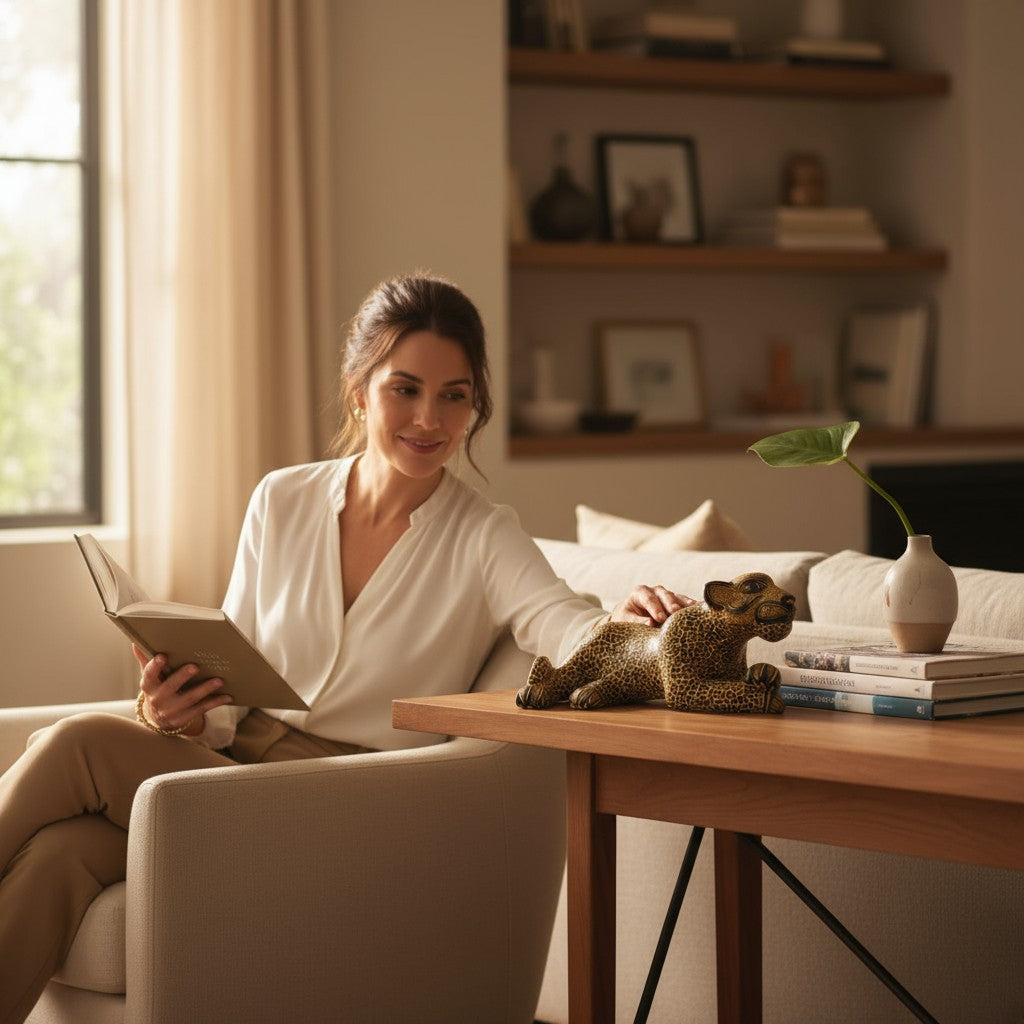 Medium Clay Mayan Jaguar Sculpture