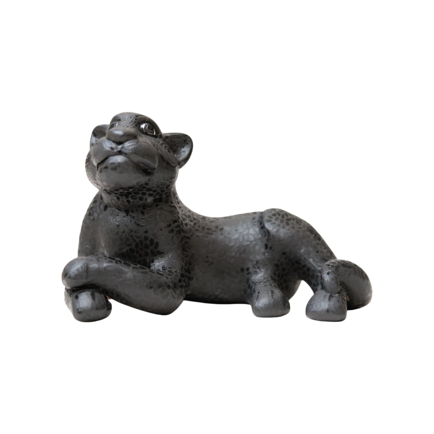 Medium Black Clay Mayan Jaguar Sculpture