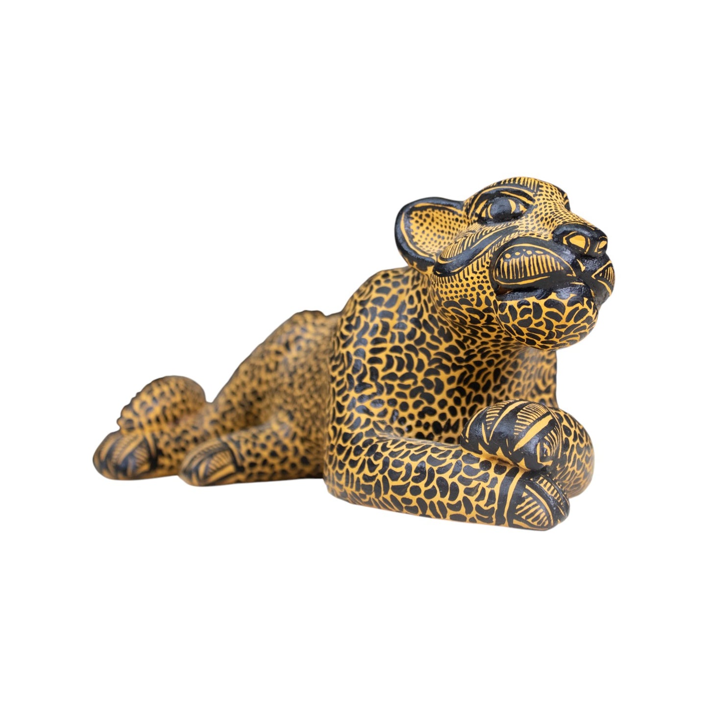 Medium Pottery Clay Mayan Jaguar Figurine Handcrafted Mexican Decor