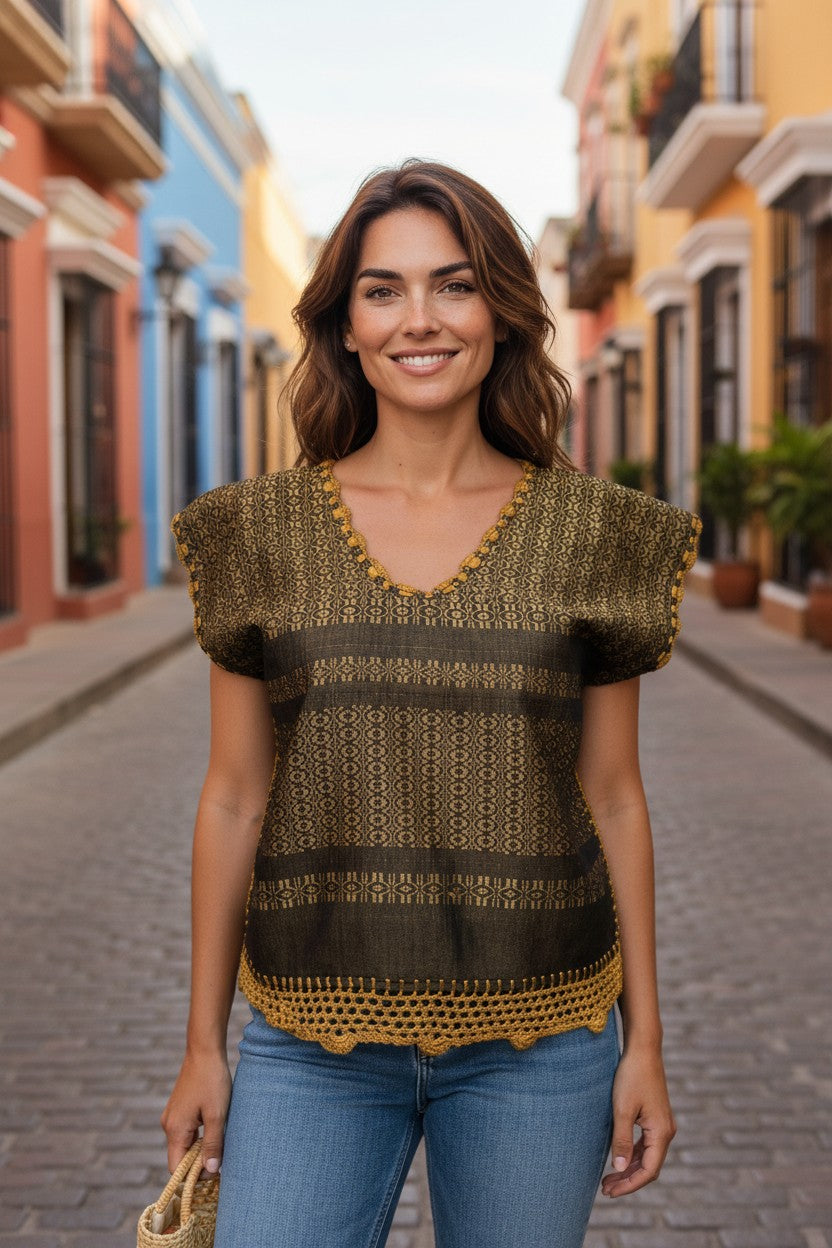 Oaxaca Handwoven Cotton Huipil Top