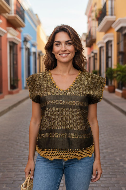 Oaxaca Handwoven Cotton Huipil Top