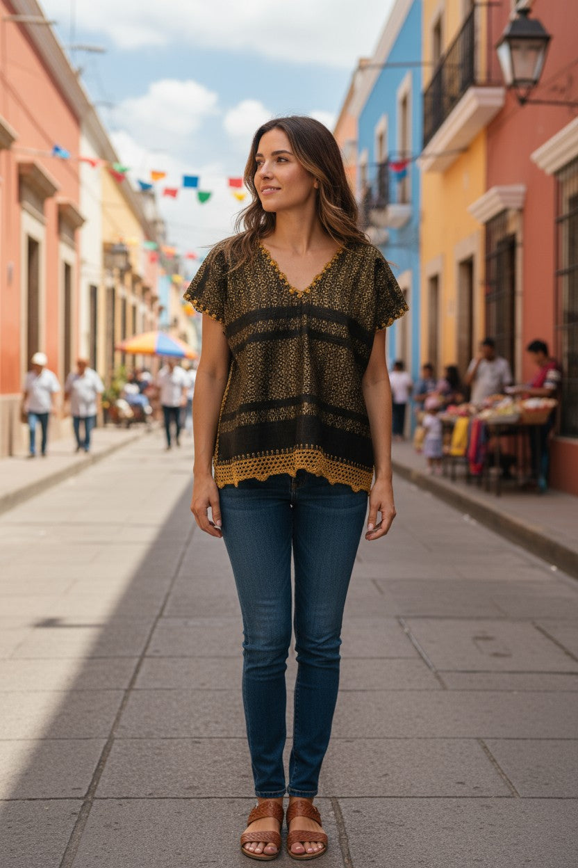 Oaxaca Handwoven Cotton Huipil Top
