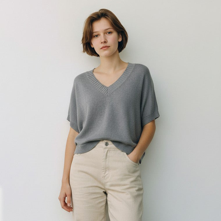 Oversized Cotton Knit Vest