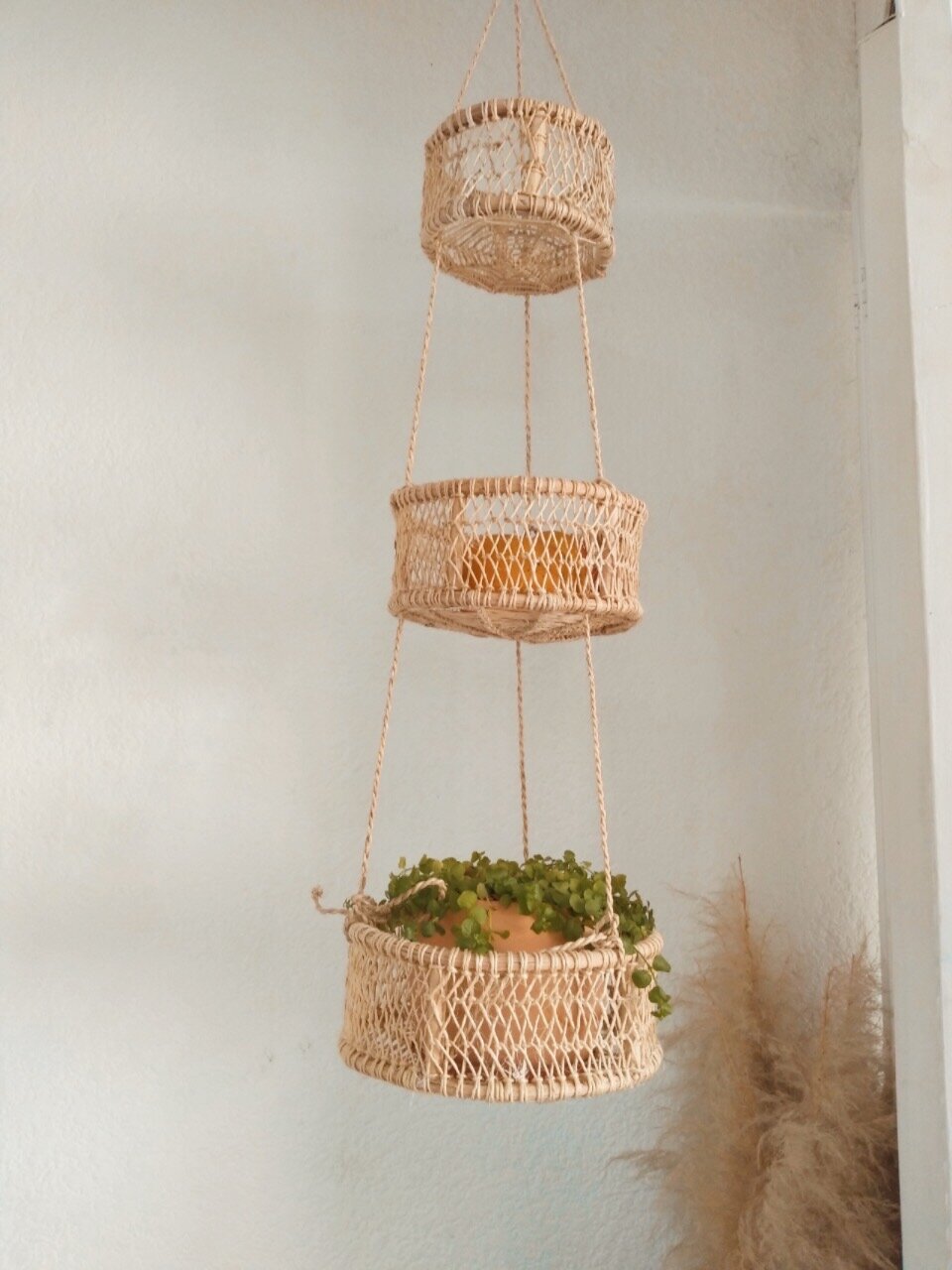 Handwoven Jonote Wall Hanging Basket Planter