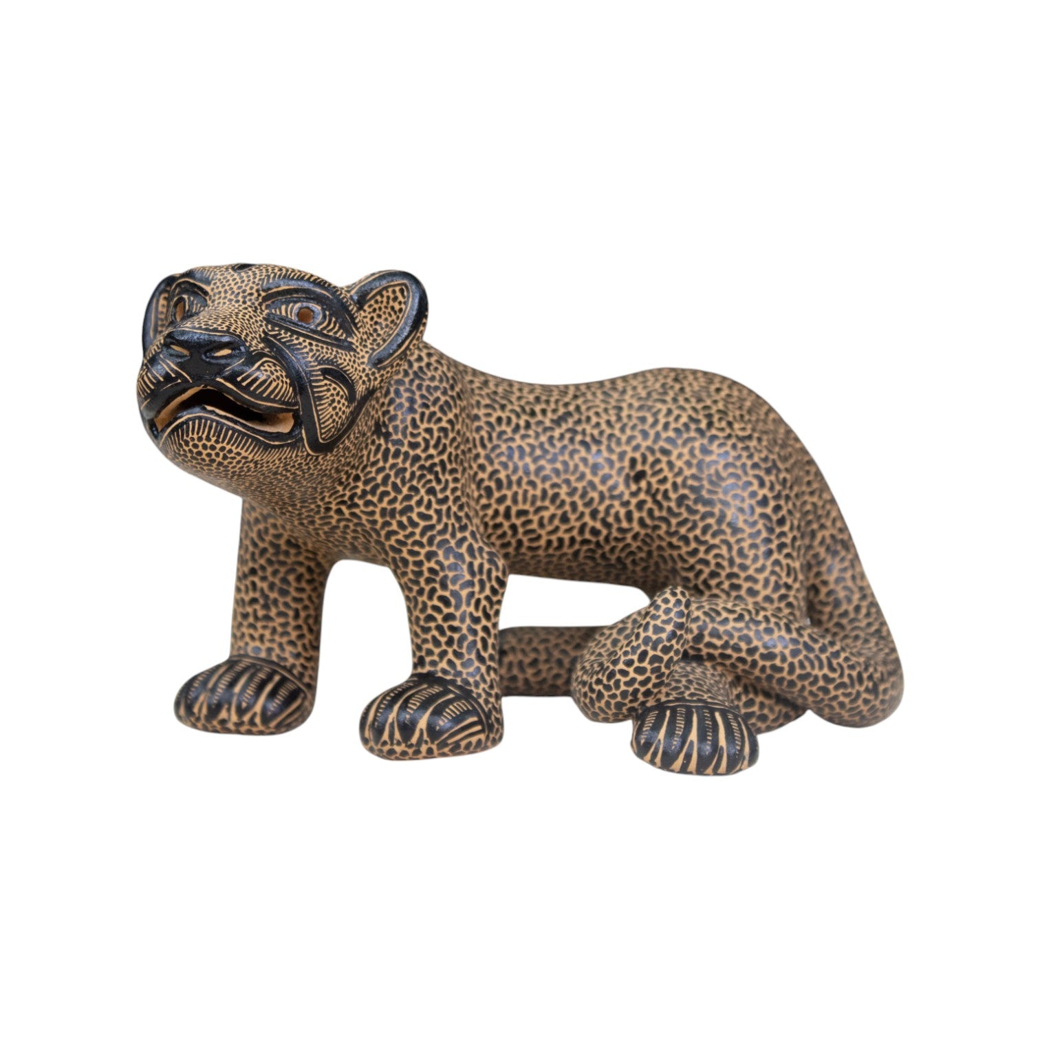  Pottery Mayan Jaguar Handcrafted Mexican Clay Figurine