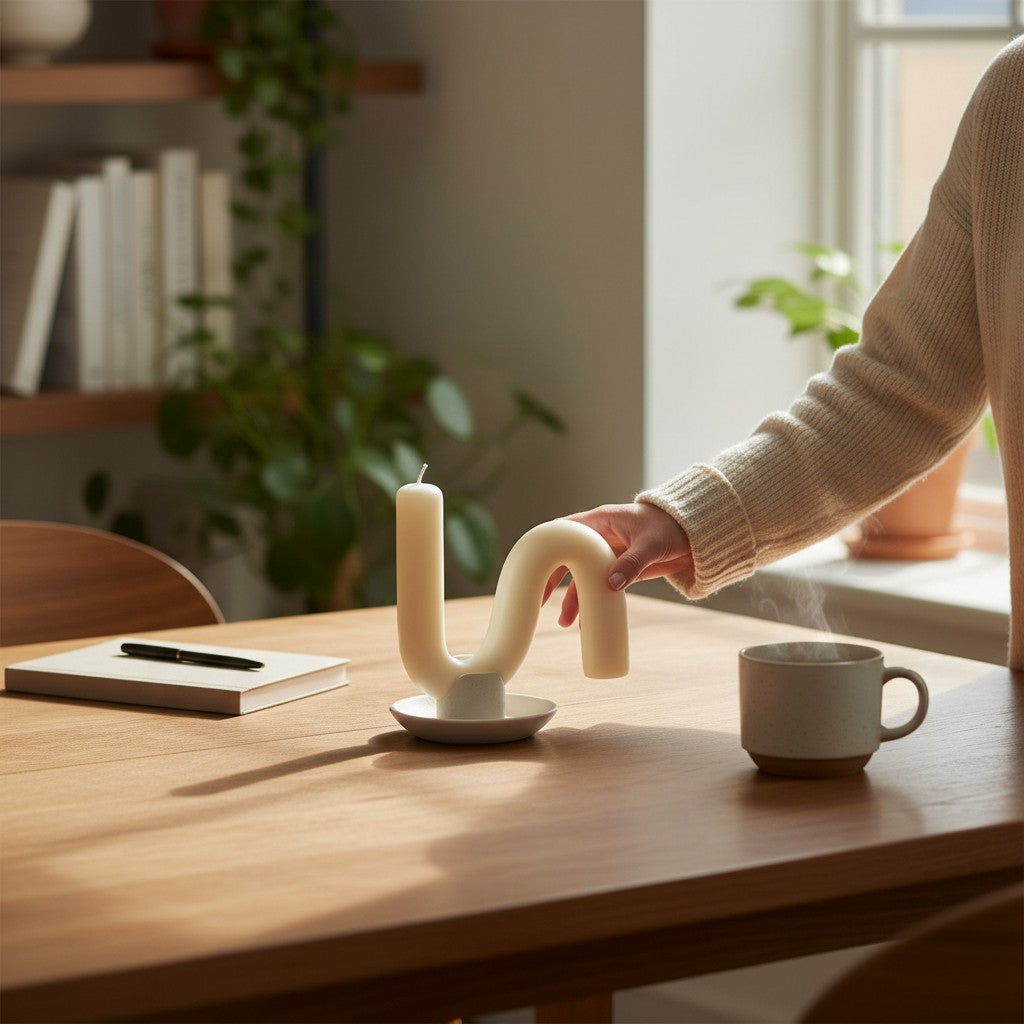 S-Shaped Handmade Beeswax Candle