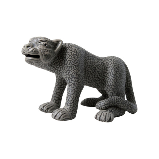 Small Black and Gray Clay Mayan Jaguar Sculpture
