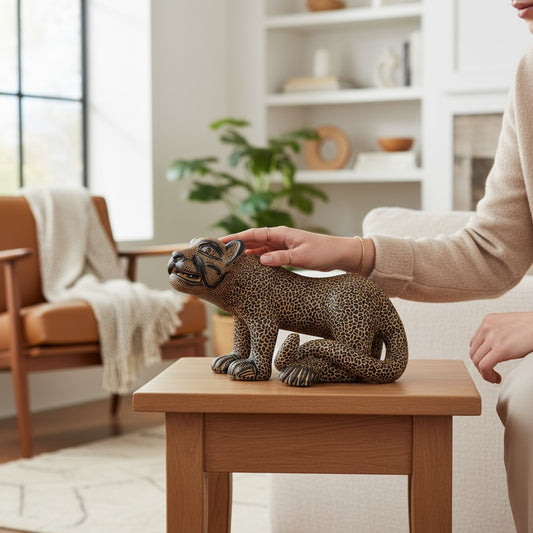 Small Handcrafted Mexican Clay Jaguar Sculpture