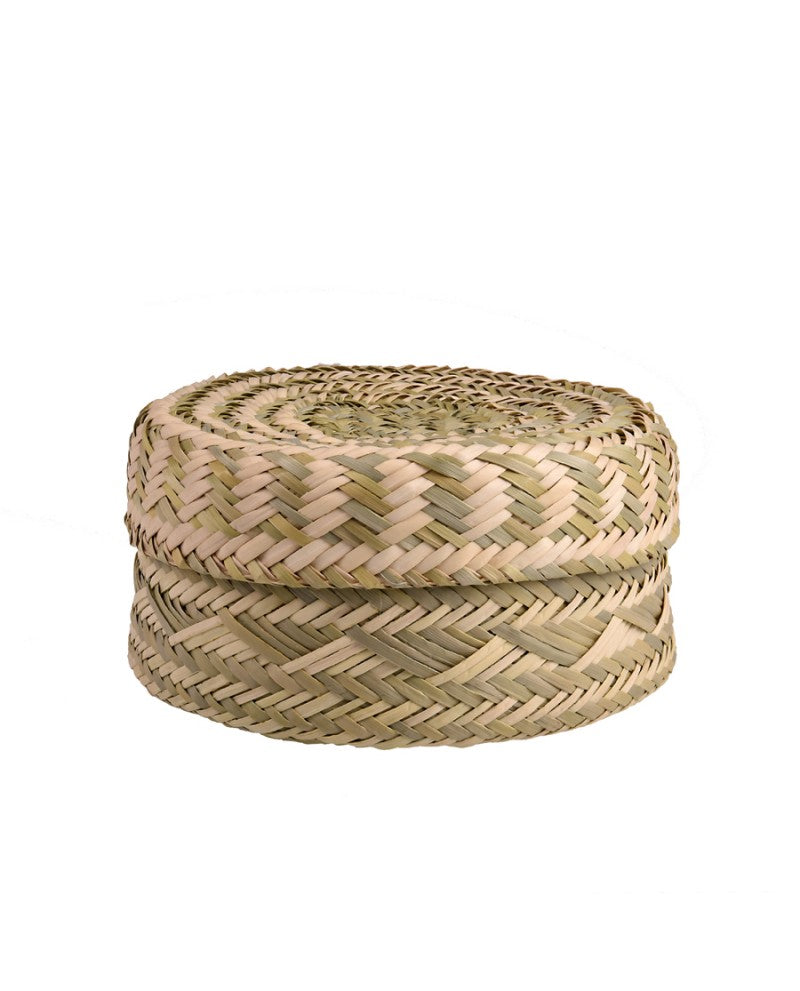 Handwoven Straw Lidded Tortillero Basket