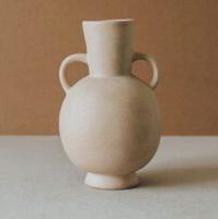 Handcrafted Sand Ceramic Vase with Handles