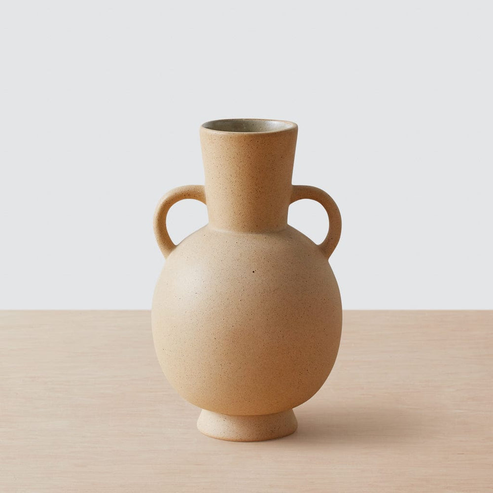 Handcrafted Sand Ceramic Vase with Handles