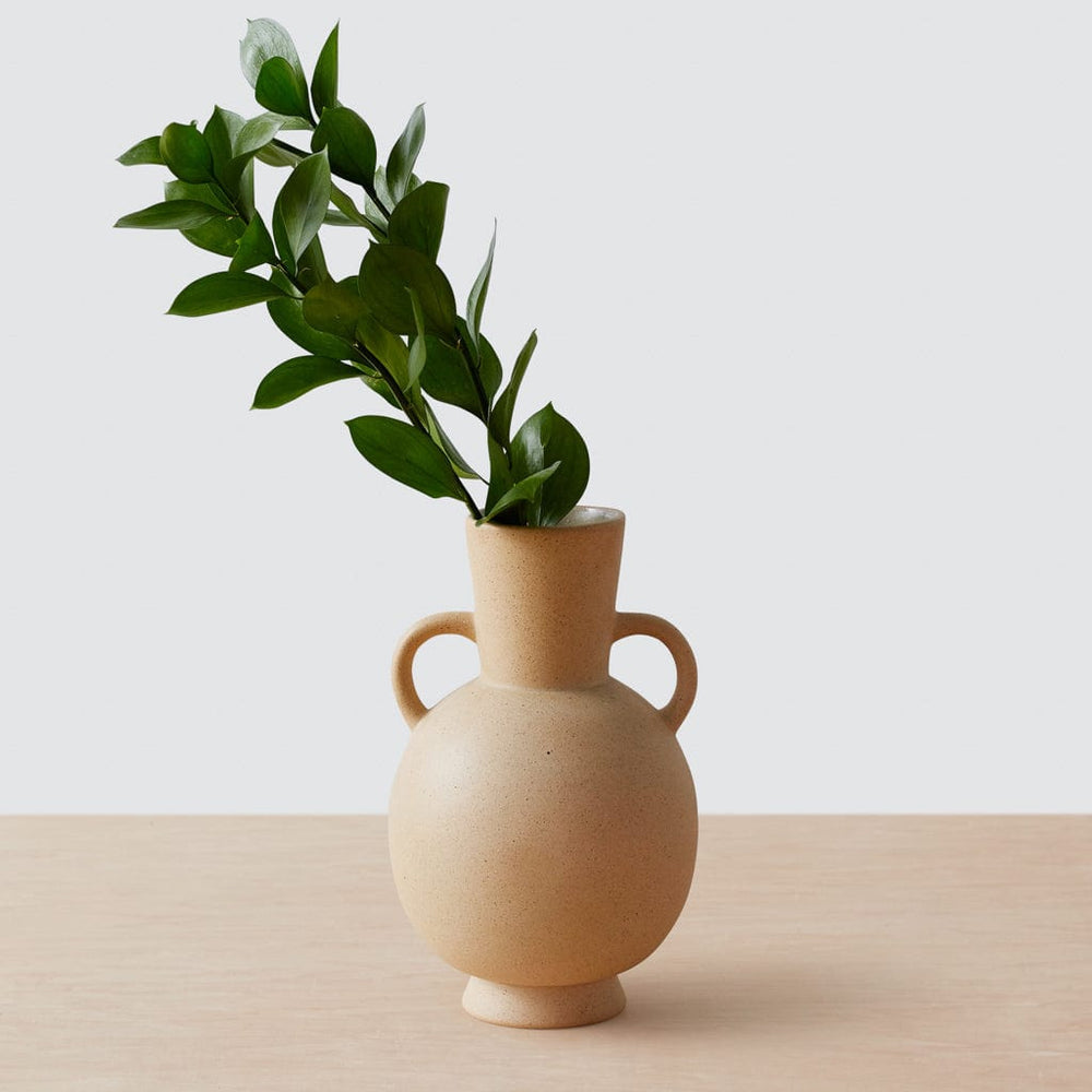 Handcrafted Sand Ceramic Vase with Handles