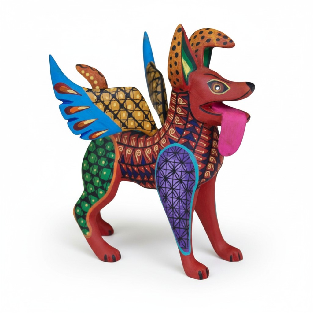 Xoloitzcuintle Hand-Carved Copal Wood Alebrije Figurine
