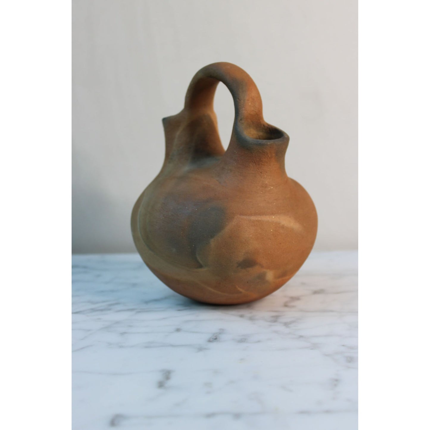 Mexican Pottery Terracotta VaseMexican Burnished Clay Vase with Handle