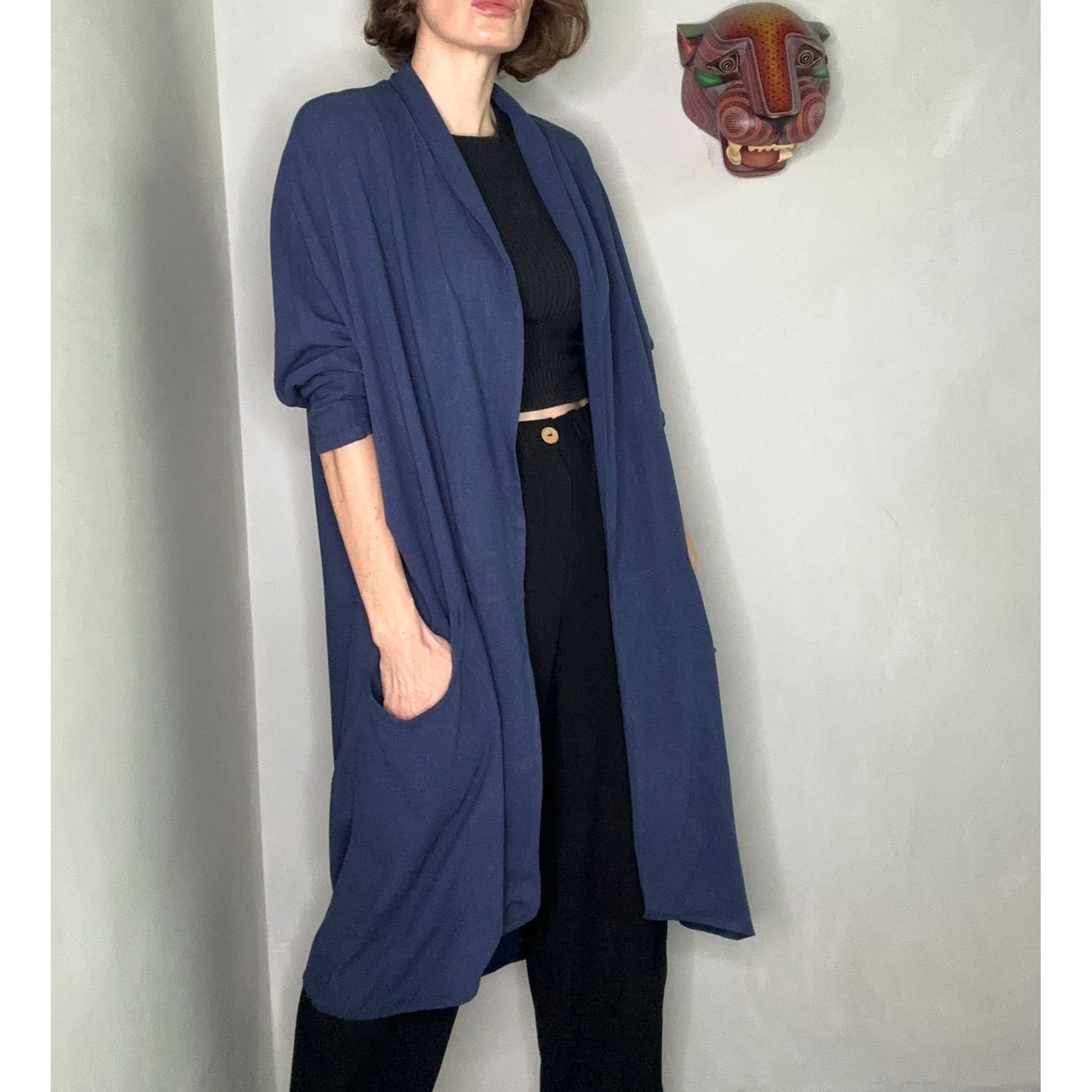 Bohemian Blue Linen Coat