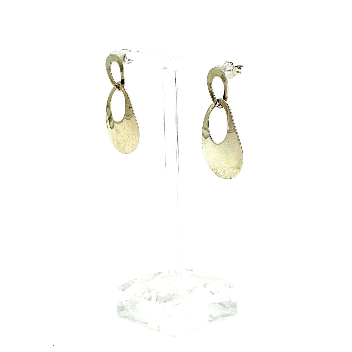 Silver Hoop Drop Earrings