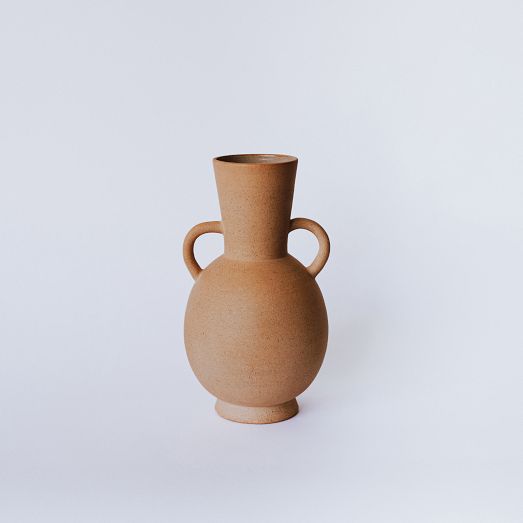 Handcrafted Sand Ceramic Vase with Handles