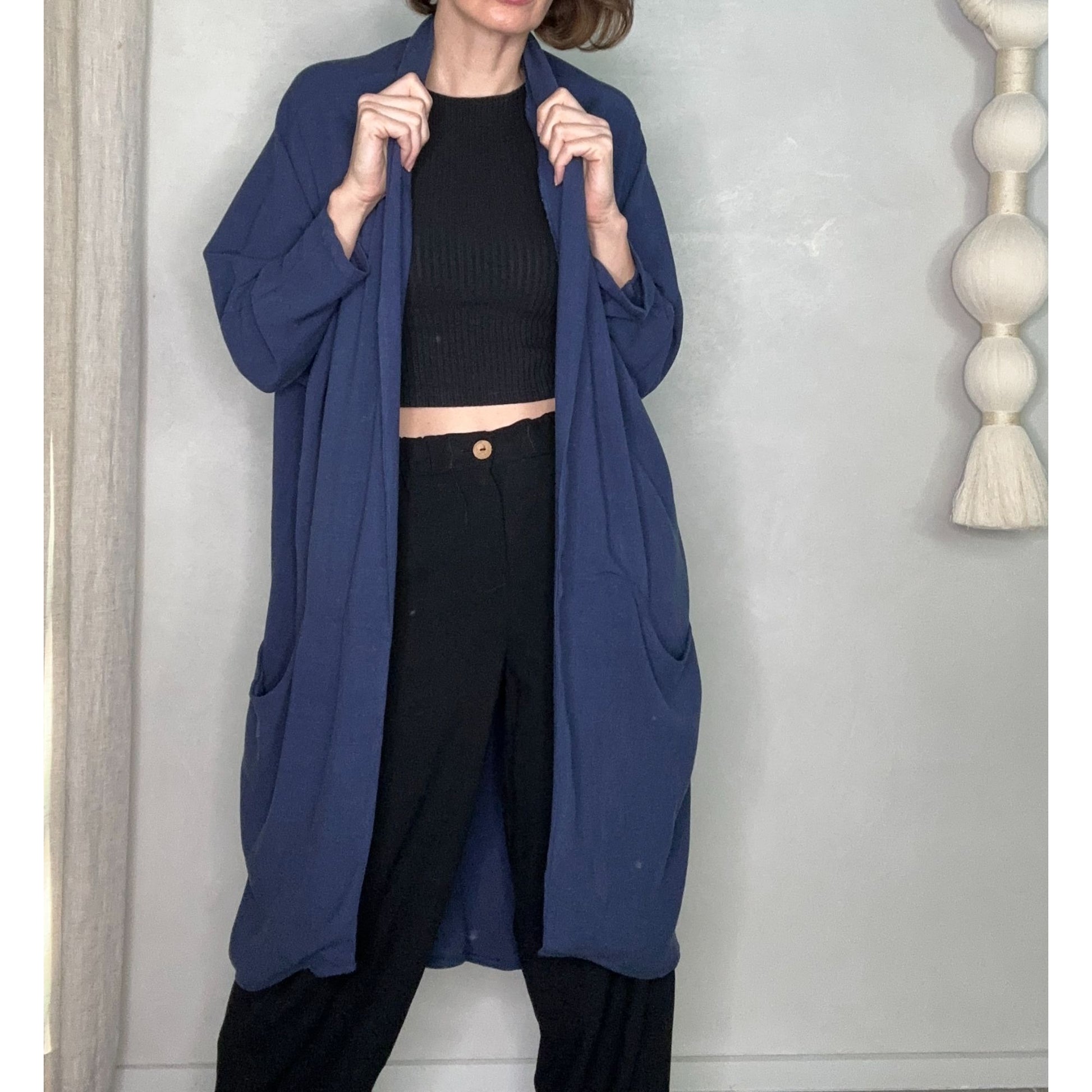 Bohemian Blue Linen Coat