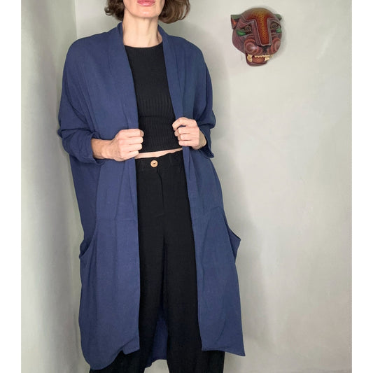 Bohemian Blue Linen Coat